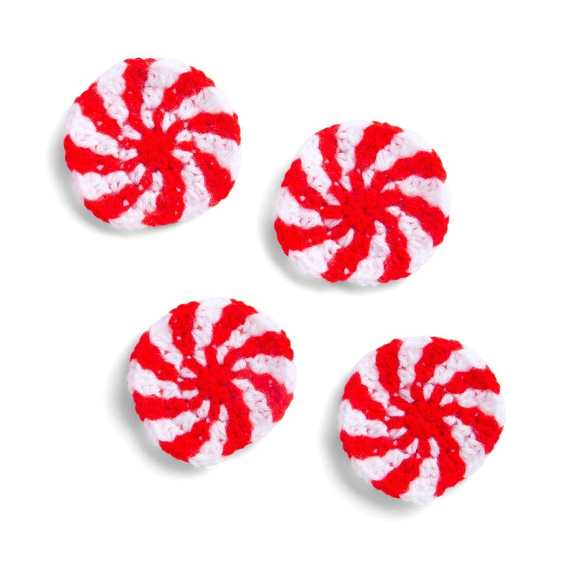 Red Heart Crochet Peppermint Coasters