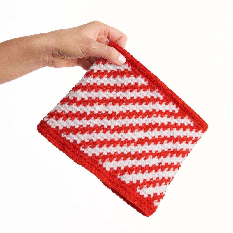 Red Heart Crochet Peppermint Twist Plant Pot Cozy