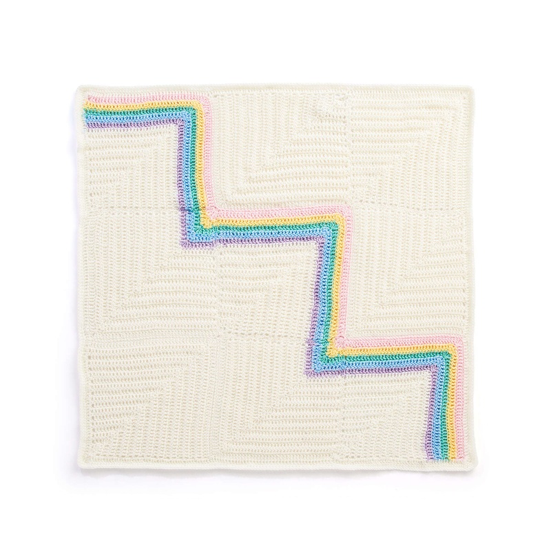 Red Heart Crochet Rainbow Stripe Baby Blanket