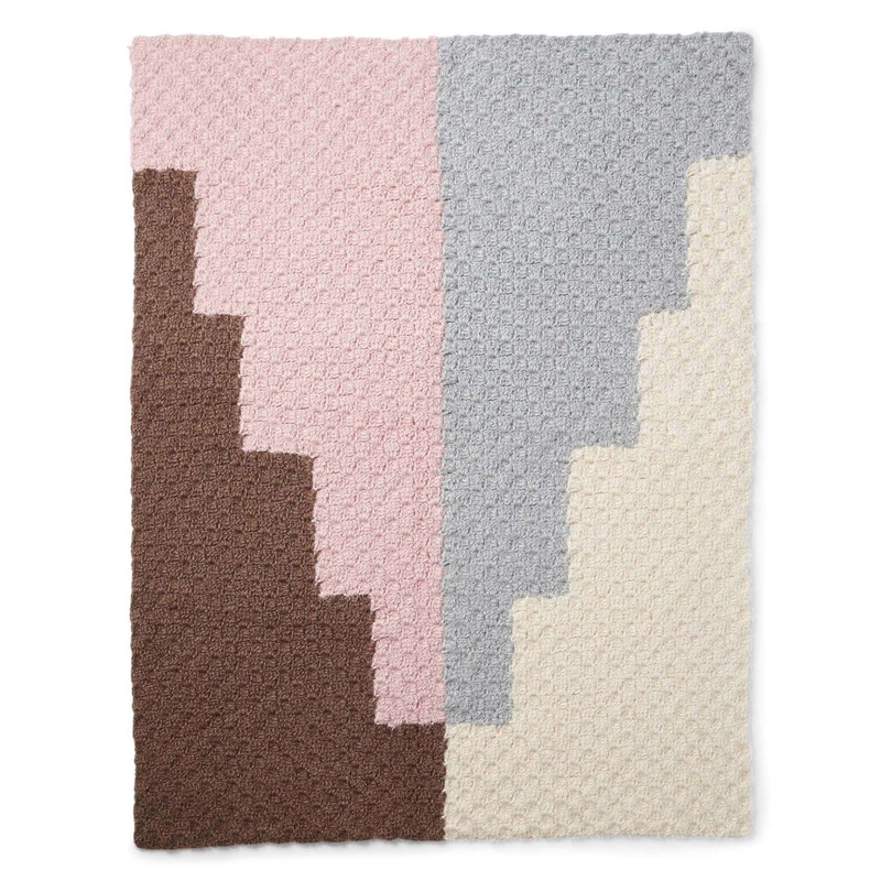 Red Heart Geometric Steps C2C Crochet Blanket