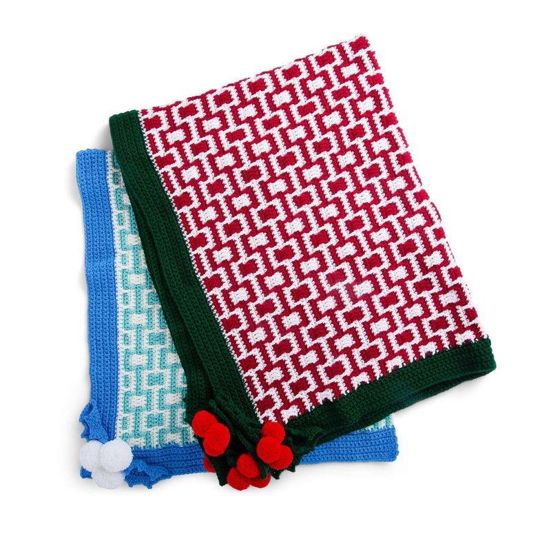 Red Heart Holly Jolly Mosaic Crochet Holiday Blanket