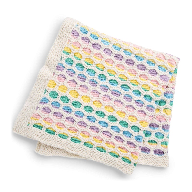 Red Heart Honeycomb Baby Rainbow Knit Blanket