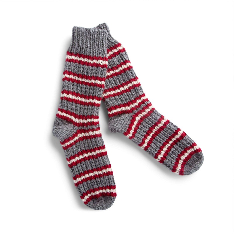 Red Heart Knit Cozy Striped Socks