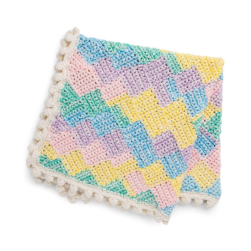 Red Heart Marled Entrelac Crochet Baby Blanket