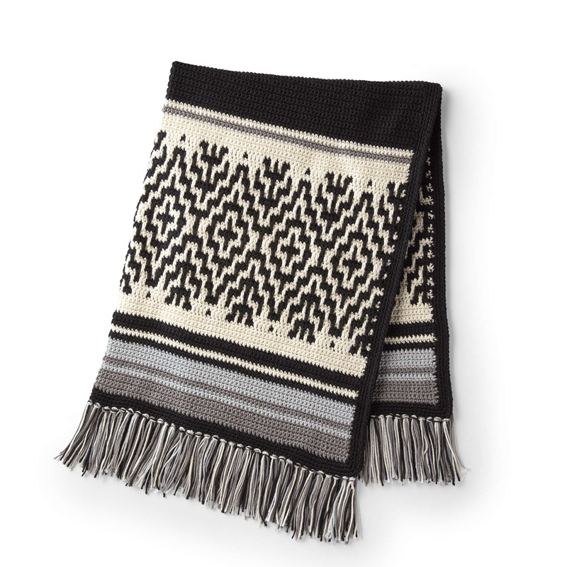 Red Heart Nordic Stripes Crochet Blanket