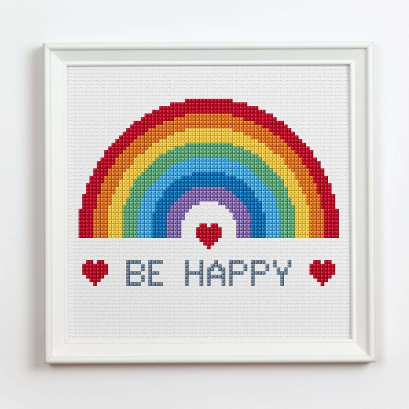 Anchor Embroidery Be Happy Rainbow Cross Stitch Design