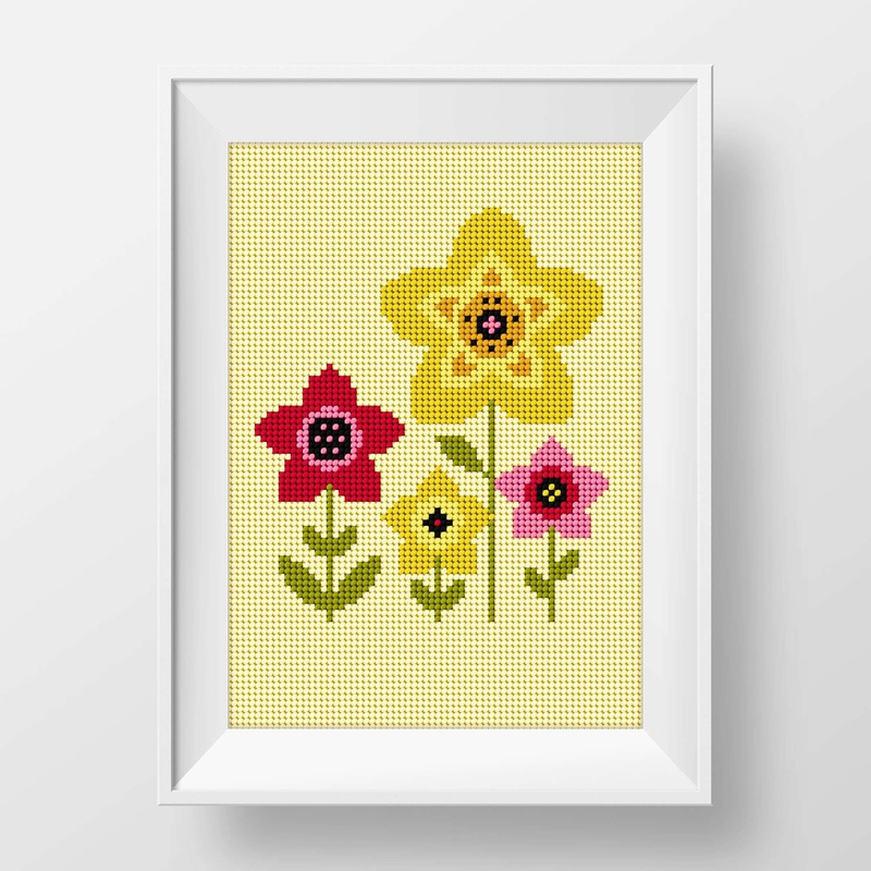 Anchor Embroidery Floral On Cream Tapestry Design