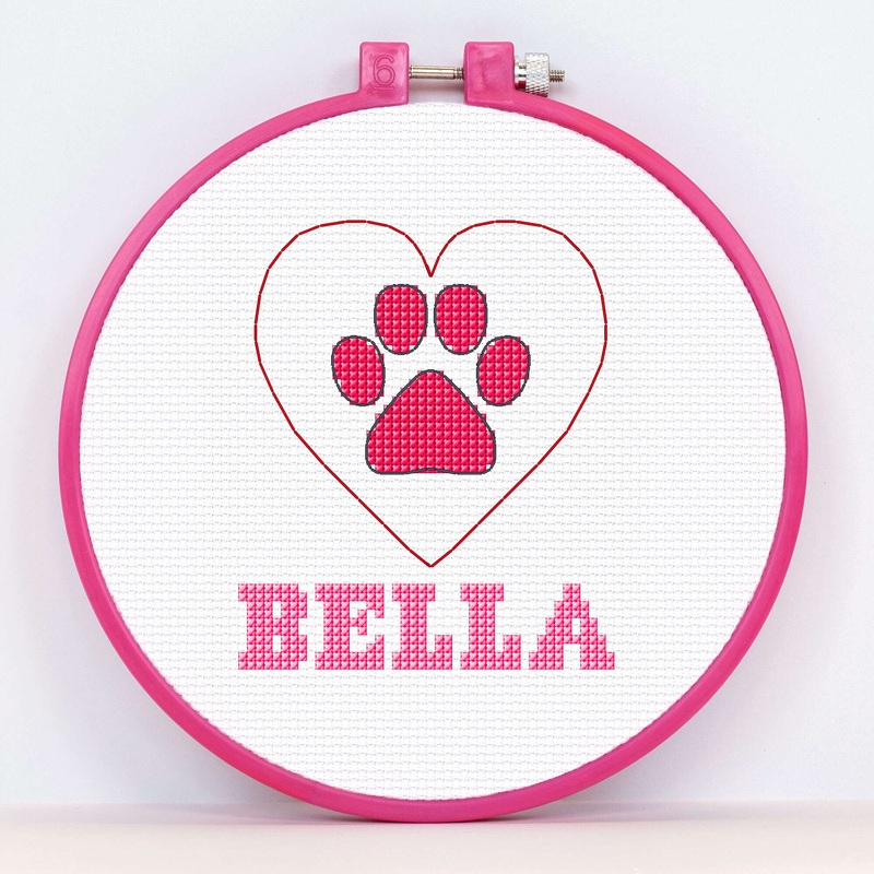 Anchor Embroidery Fur Baby Pink Paw Print