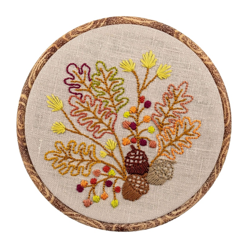 Anchor Leaves and Acorn Embroidery Design