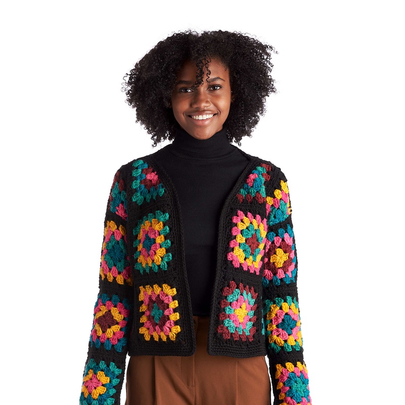 Red Heart Crochet Granny Square Jacket