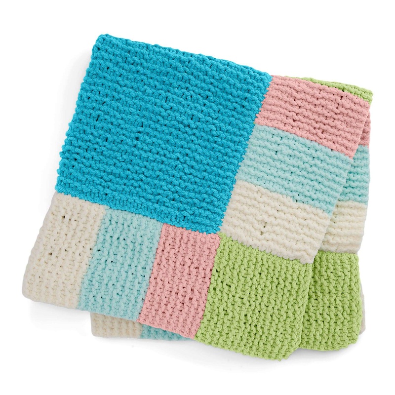 Bernat Checks & Rows Knit Blanket