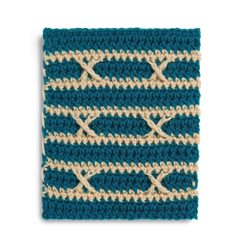 Red Heart Crochet Crossed Stitches Blanket Block for Warm Up America!