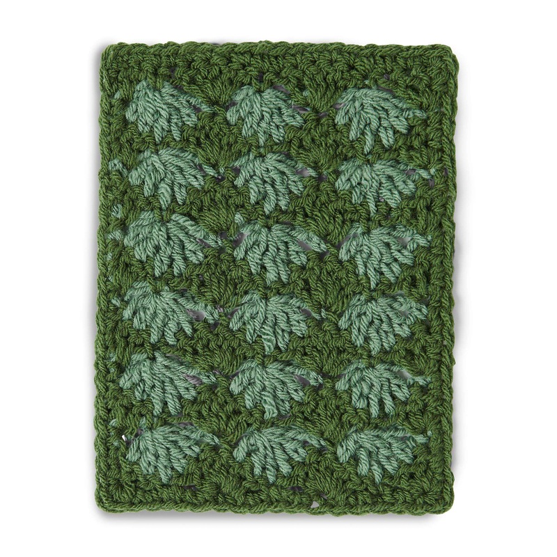 Red Heart Crochet Fitted Shells & Clusters Blanket Block for Warm Up America