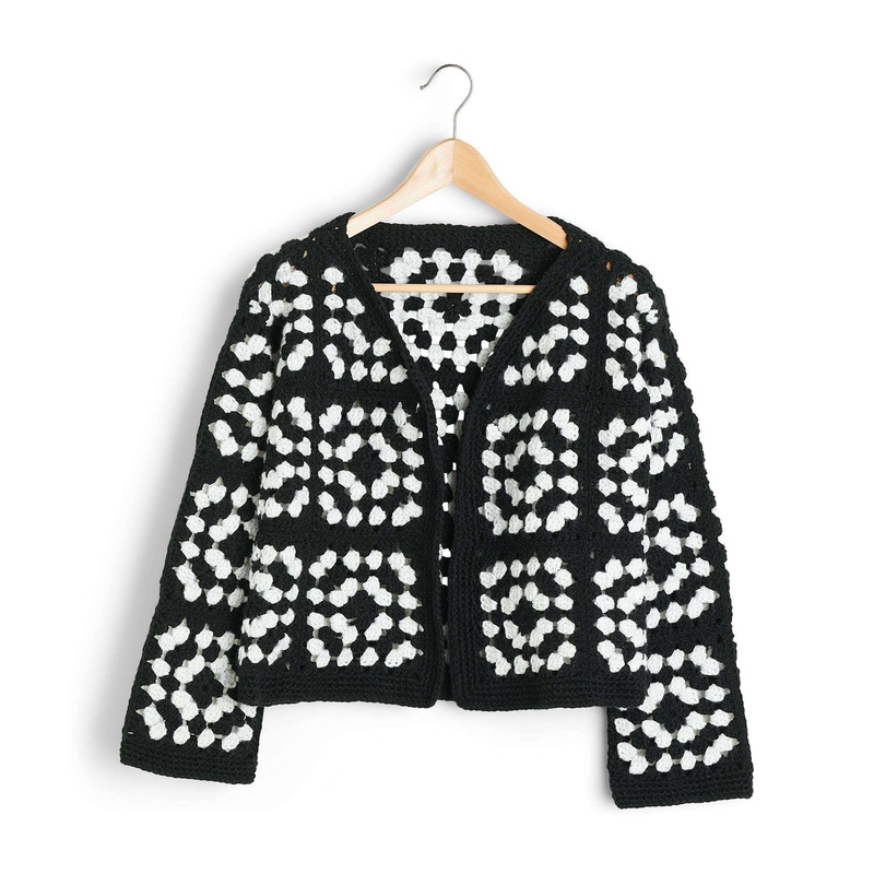 Red Heart Crochet Two Color Granny Square Jacket