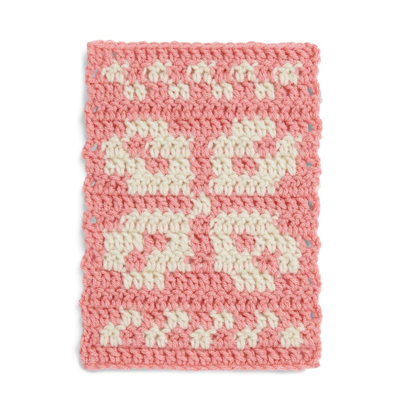 Red Heart Intarsia Flower Crochet Block