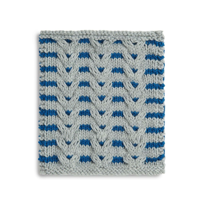 Red Heart Two Color Knit Cables Block