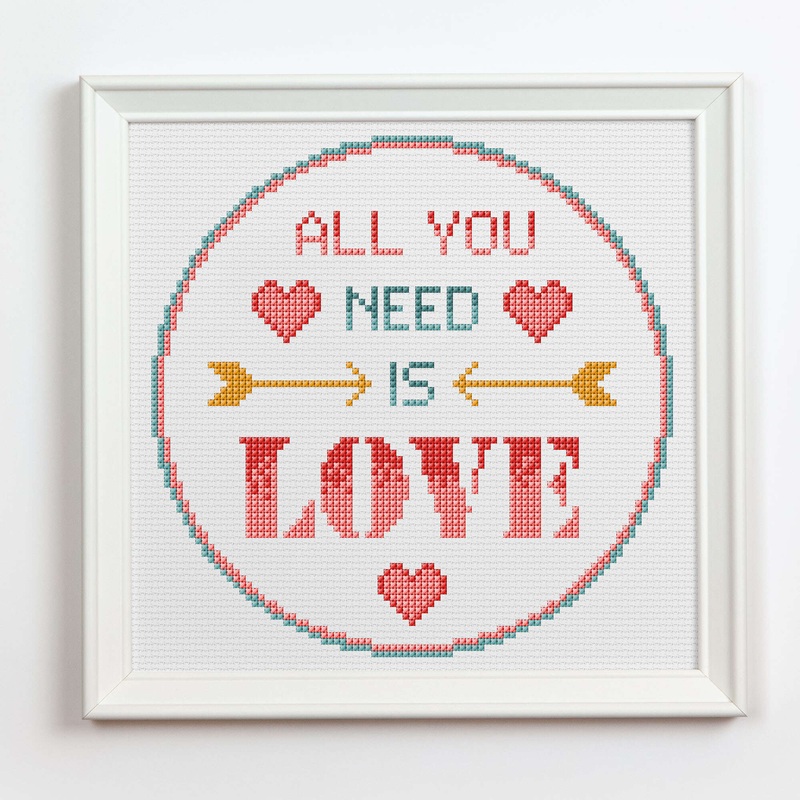 Anchor Embroidery All You Need Is Love Cross Stitch Design