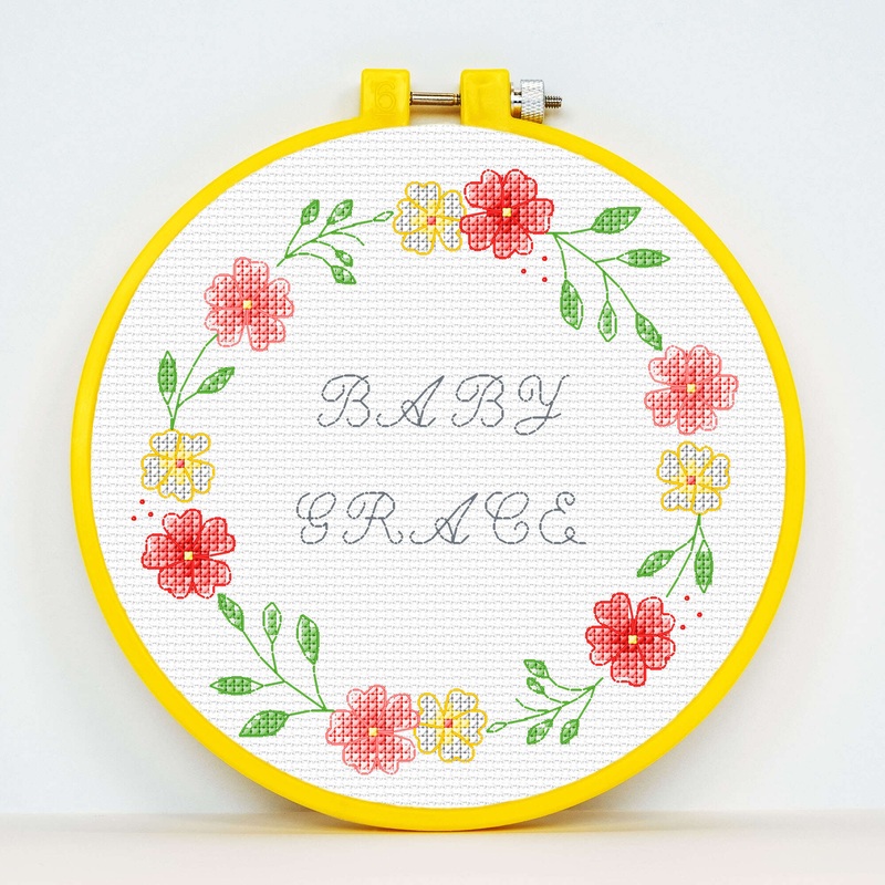 Anchor Embroidery New Baby Flower Circle Cross Stitch Design