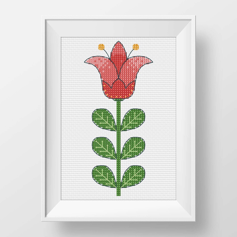 Anchor Embroidery Pink Scandinavian Flower Cross Stitch Design