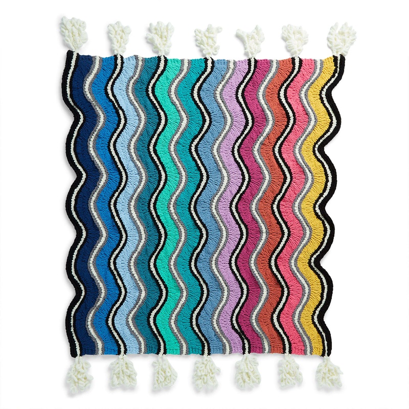 Bernat Big Ripple Knit Rainbow Blanket