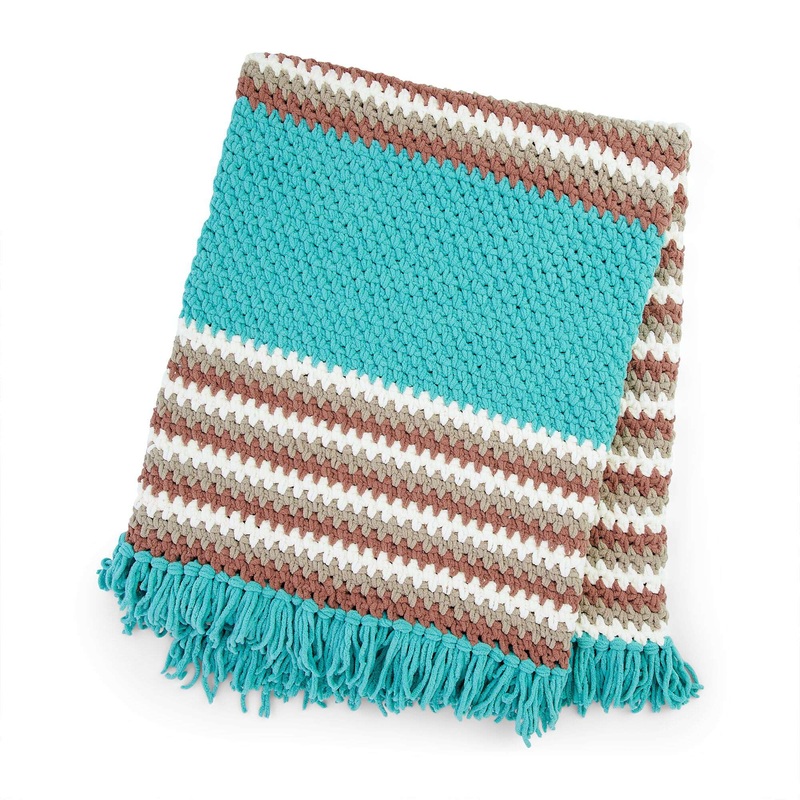 Bernat Color Block Stripes Crochet Blanket