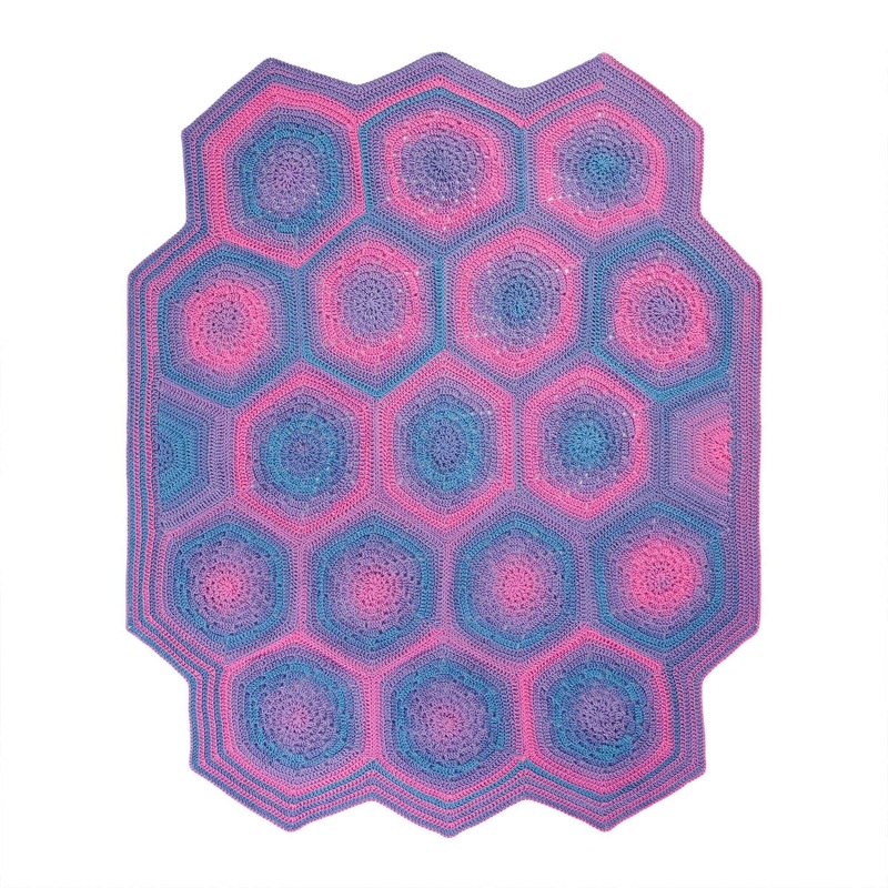 Red Heart Coral Hexagon Crochet Blanket