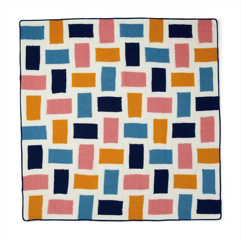 Red Heart Garter Quilt Blocks Knit Blanket