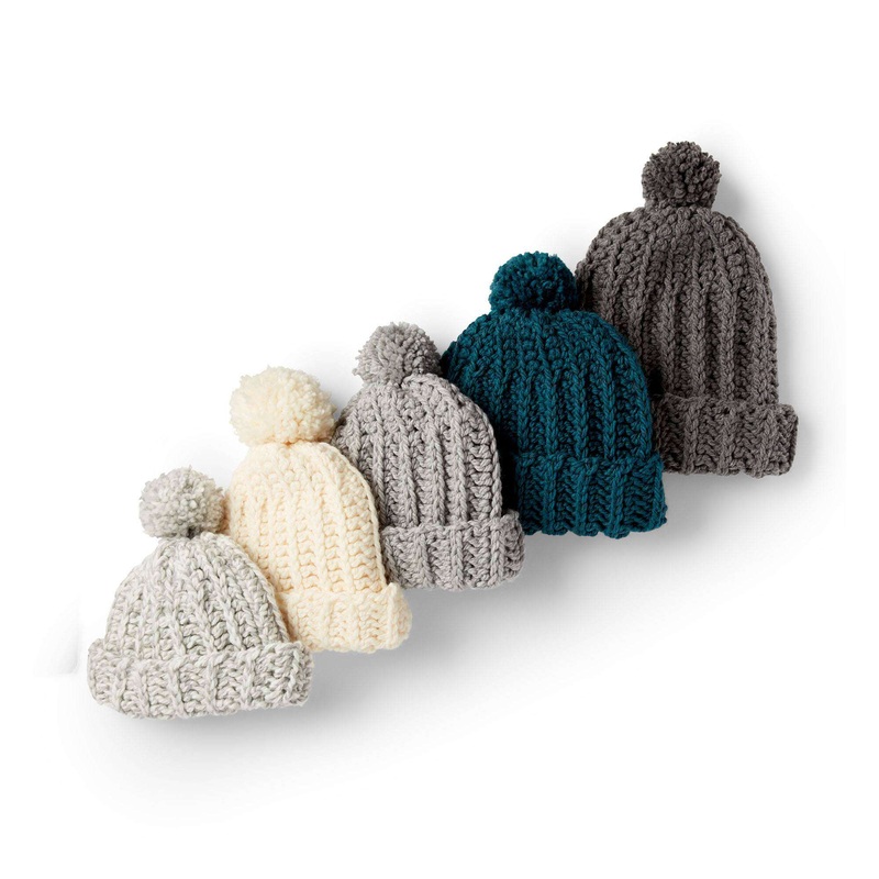 Bernat Basic Crochet Ribbed Family Hat
