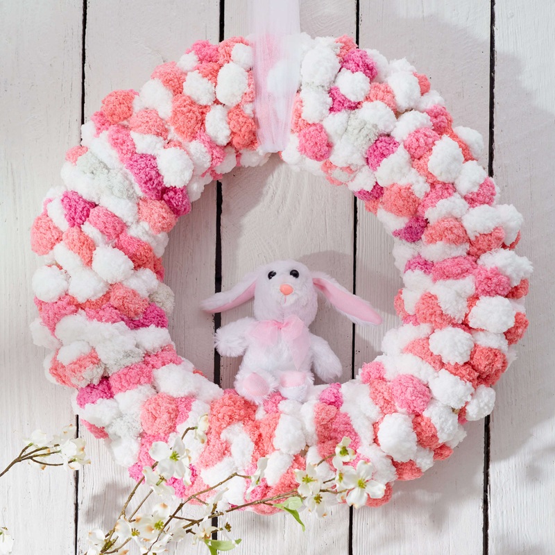 Red Heart Craft Pompom Wreath|Single Size