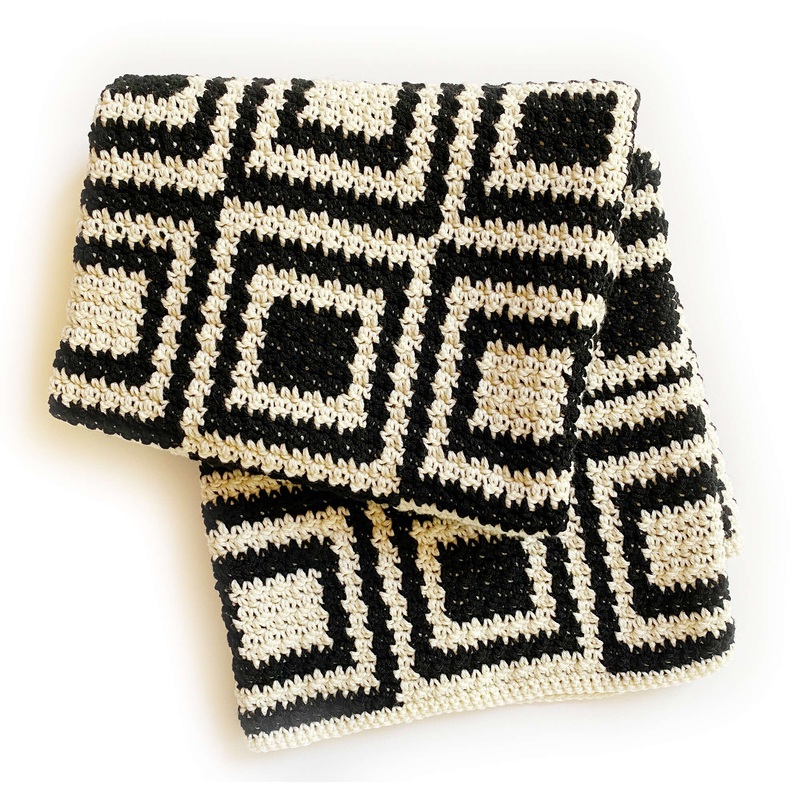 Red Heart Griddle Stitch Inverse Squares Crochet Blanket