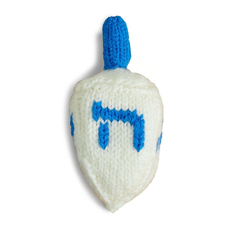Red Heart Knit Gelt Bag and Dreidel