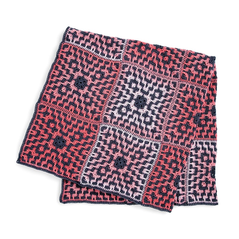 Red Heart Mosaic Motifs Crochet Blanket