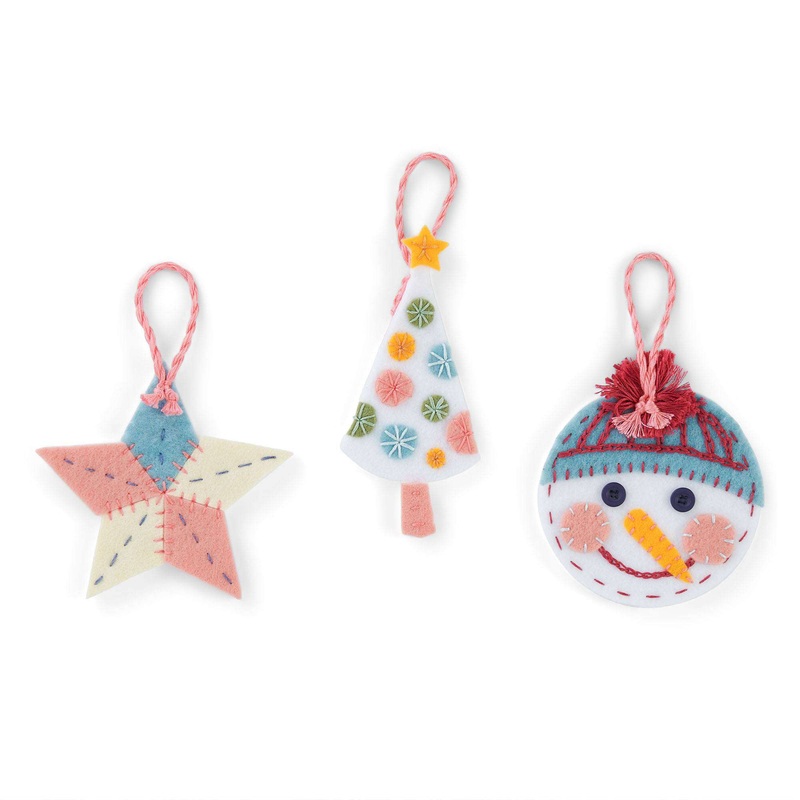 Anchor Embroidery Holiday Felt Ornaments