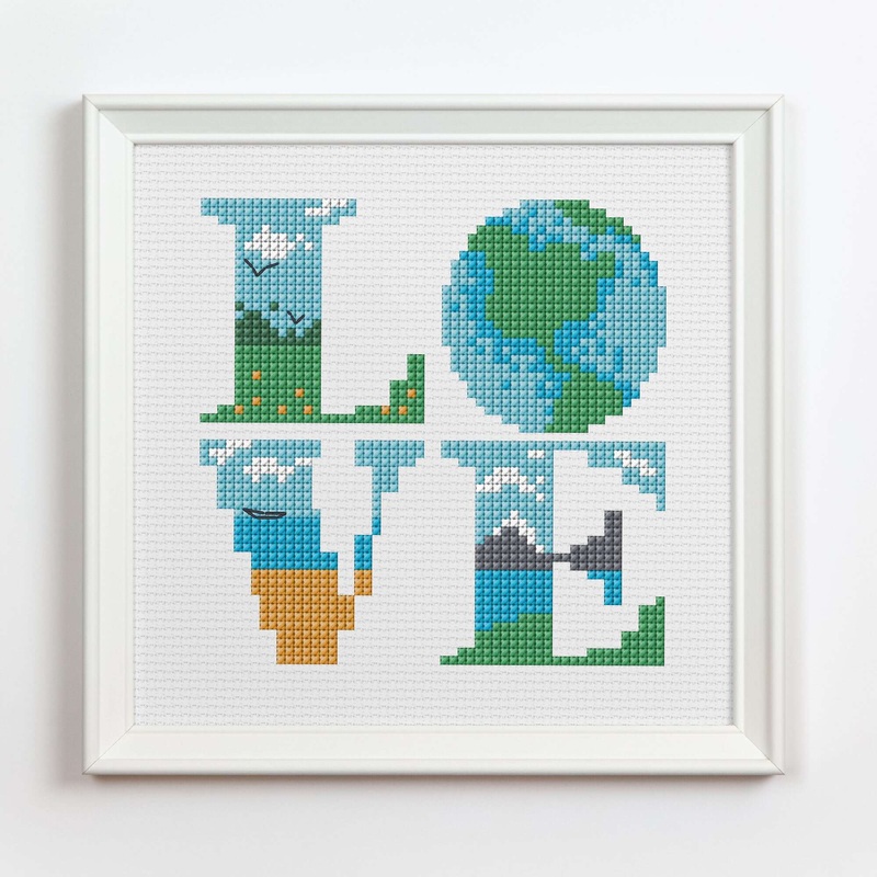 Anchor Embroidery Love Earth Cross Stitch Design