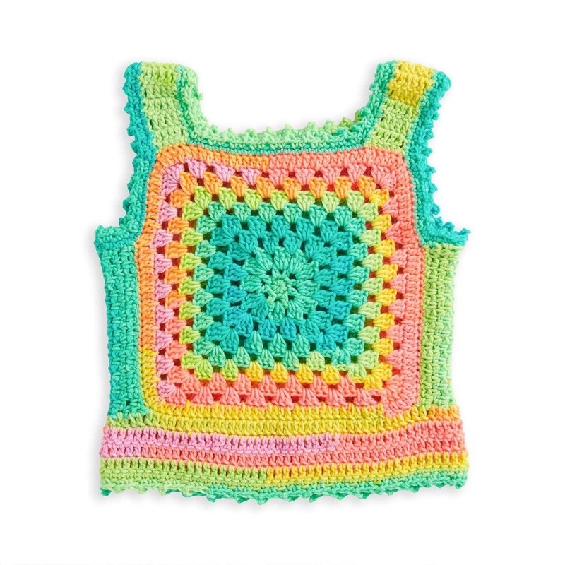 Red Heart Crochet Granny Square Retro Top