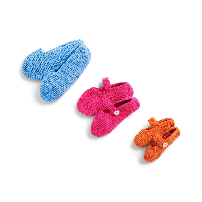 Red Heart Crochet Slippers for the Family