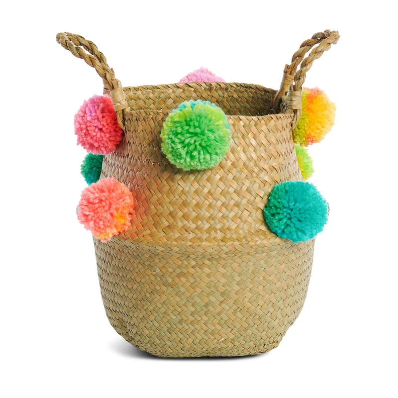 Red Heart Craft Basket With Pompom Embellishment