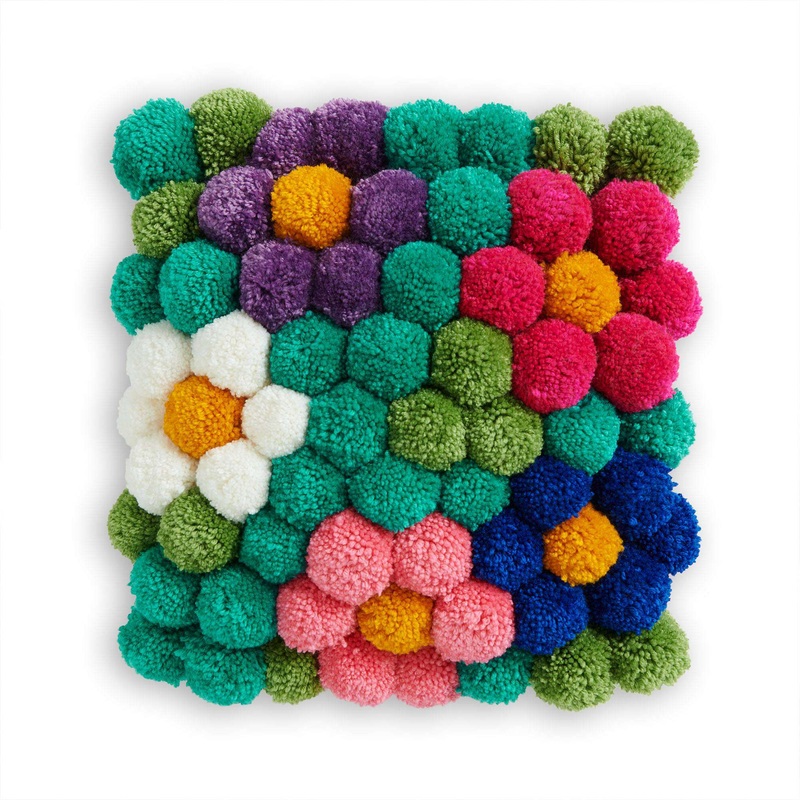 Red Heart Craft Pompom Garden Pillow