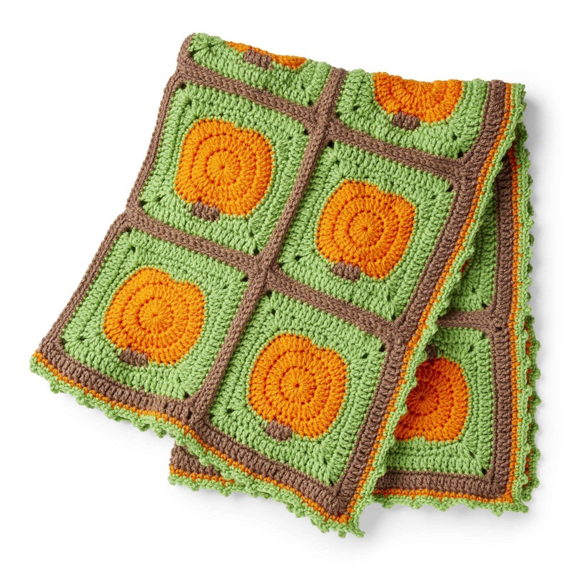 Red Heart Crochet Pumpkin Patch Blanket
