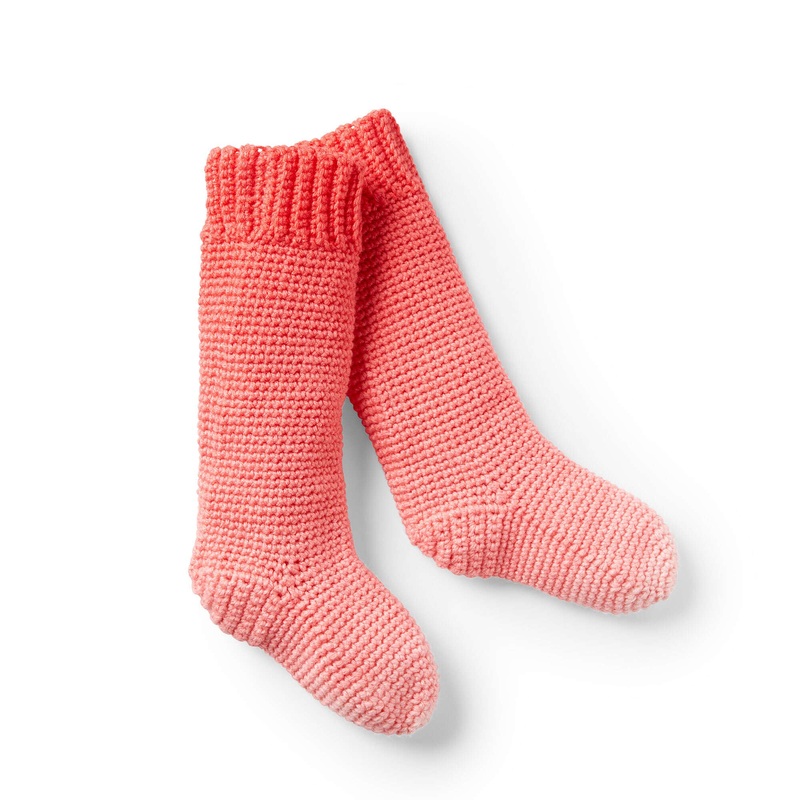 Red Heart Kids Crochet Slipper Socks