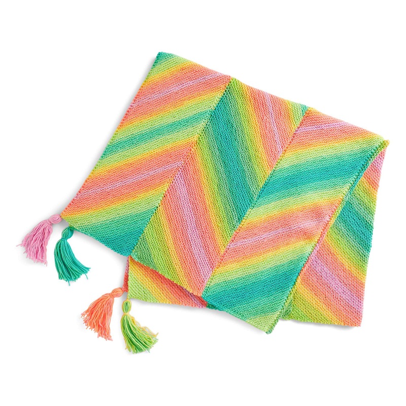 Red Heart Knit Bias Panels Blanket
