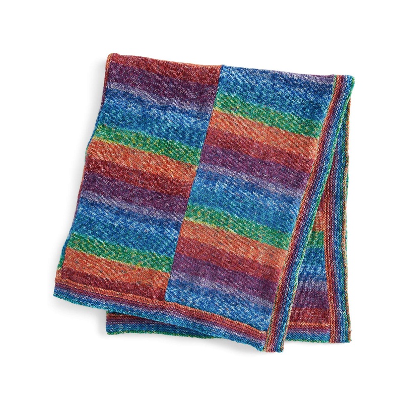 Red Heart Rainbow Connection Knit Panel Blanket