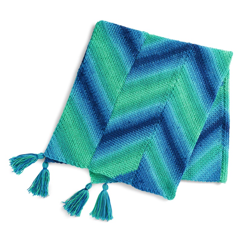 Red Heart Zig Zag Stripes Crochet Blanket