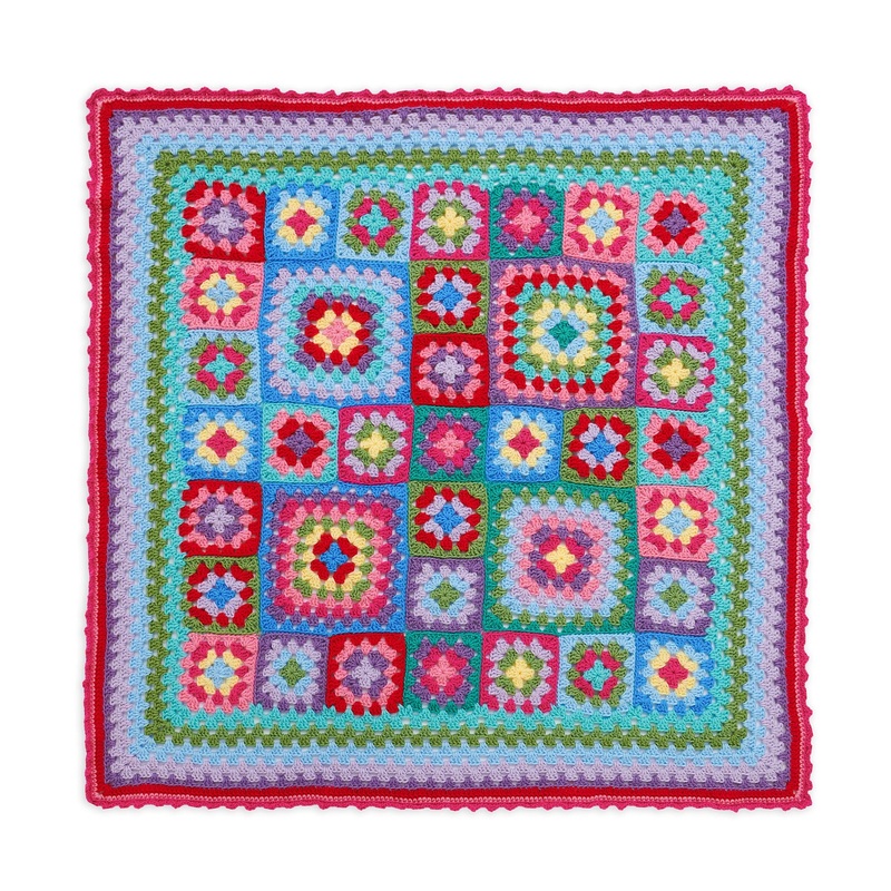 Red Heart Bright Granny Crochet Throw