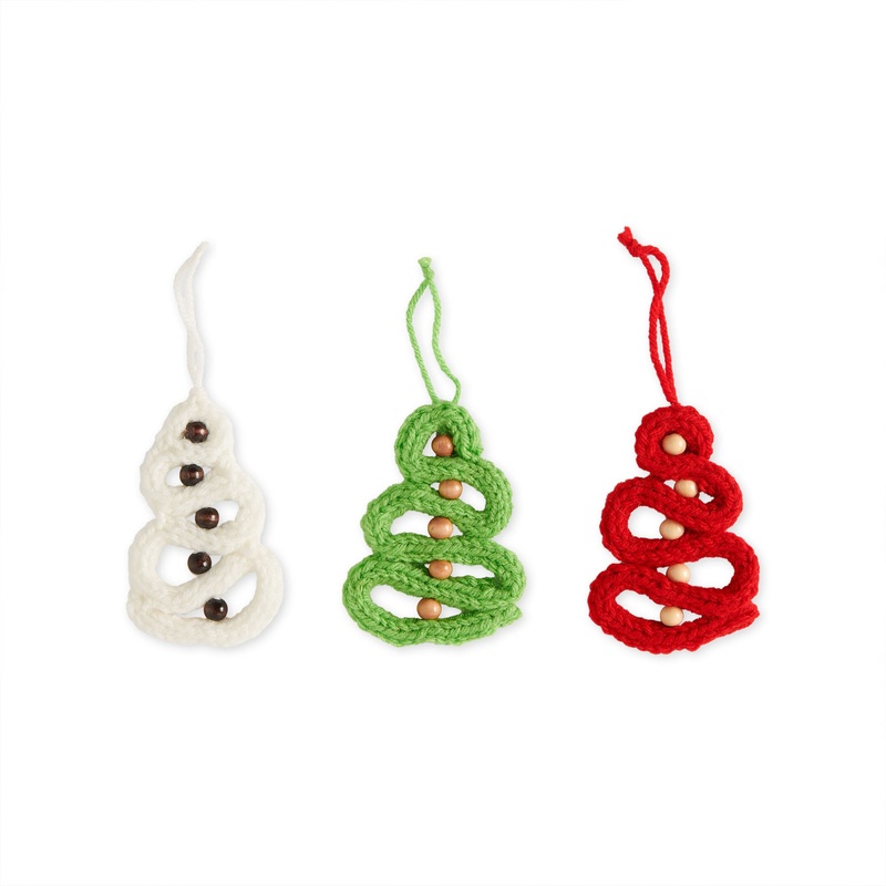 Red Heart Craft I-Cord Trees|Single Size|Aran|Cherry Red|Spring Green
