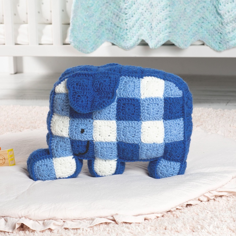 Red Heart Crochet Gingham Elephant Pillow