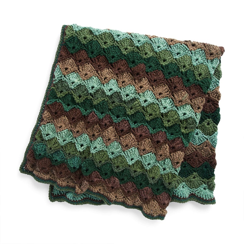 Red Heart Crochet OGo Forest Fans Afghan