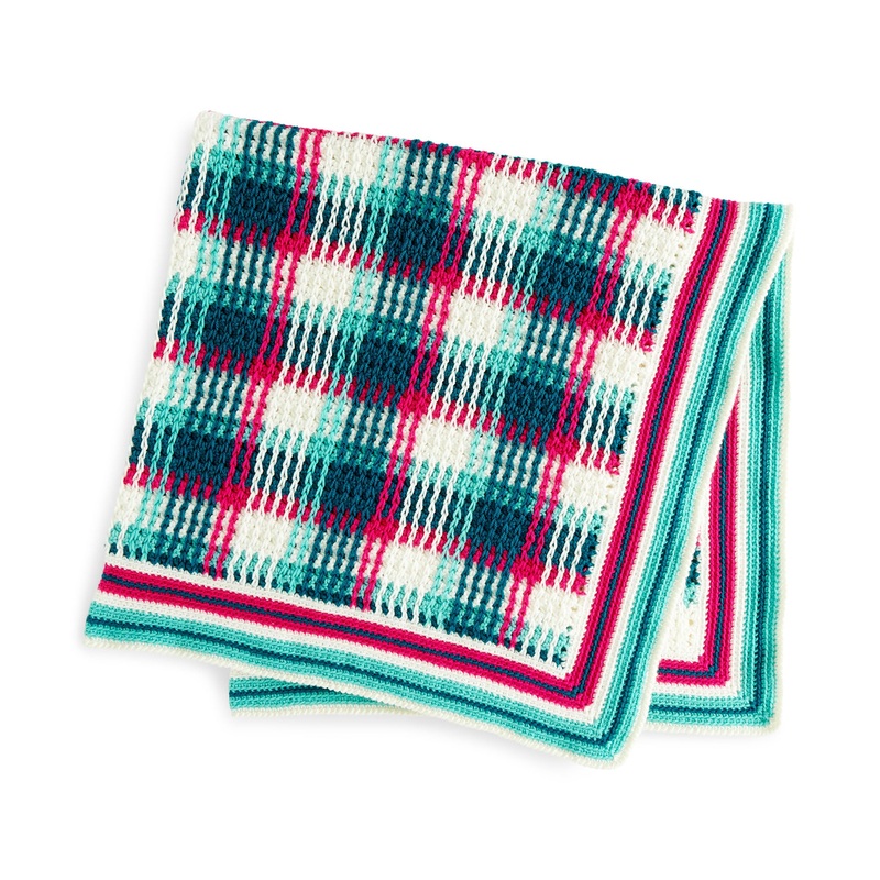 Red Heart Crochet Plaid Blanket