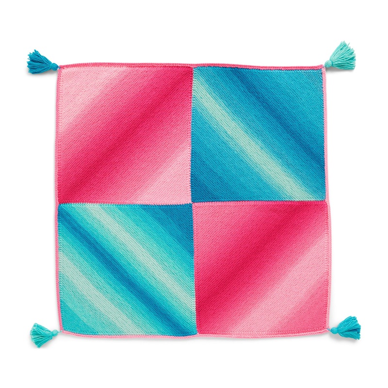 Red Heart Ombre Panels Knit Blanket