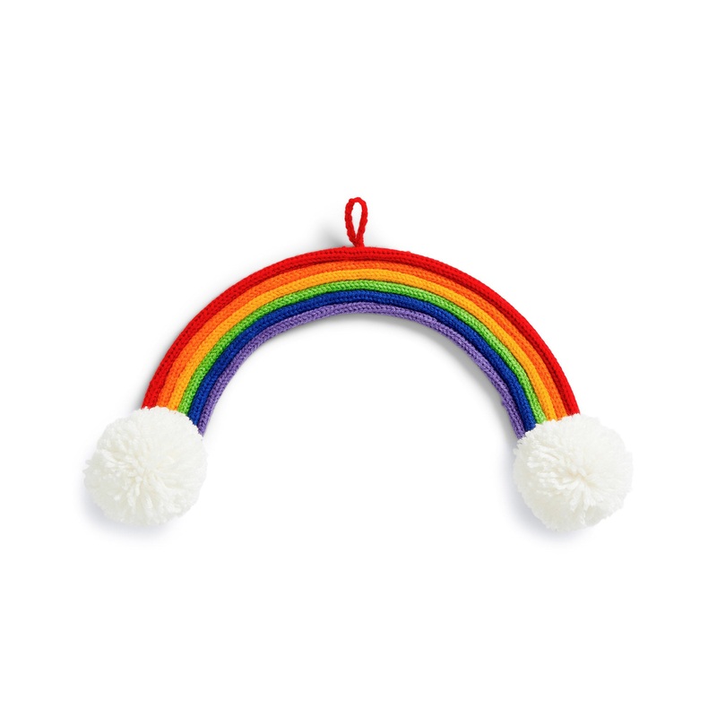 Red Heart Spool Knit Rainbow on the Clouds Wall Hanging
